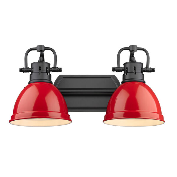 Duncan Matte Black Two-Light Bath Vanity with Red Shades, image 2